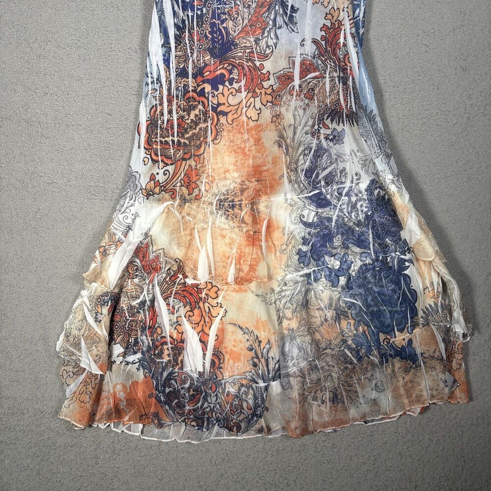 Reba Dress Size L Layered Chiffon Paisley USA Artsy Boho Art To Wear Embellished - Picture 16 of 16